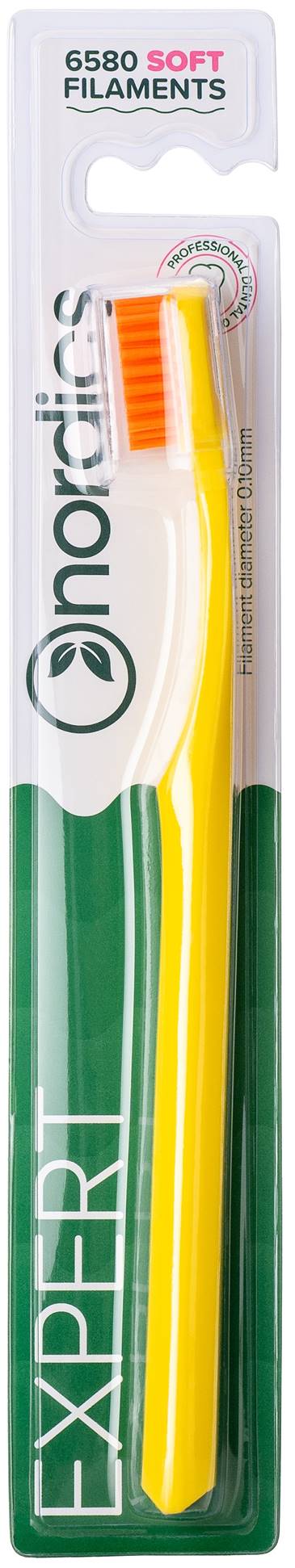 Nordics Periuţă de dinţi Expert Curve 6580, Soft, galben