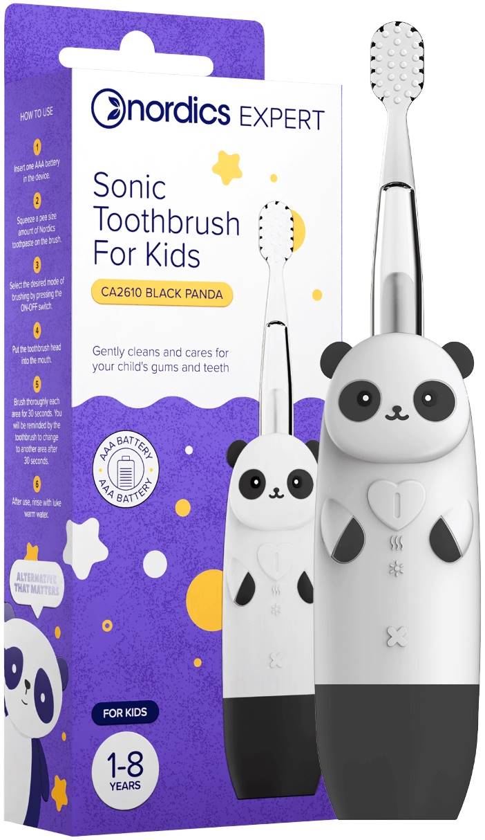 Nordics Periuță de dinți sonică pentru copii Panda CA2610, negru