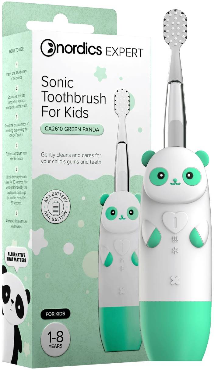 Nordics Periuță de dinți sonică pentru copii Panda CA2610, verde