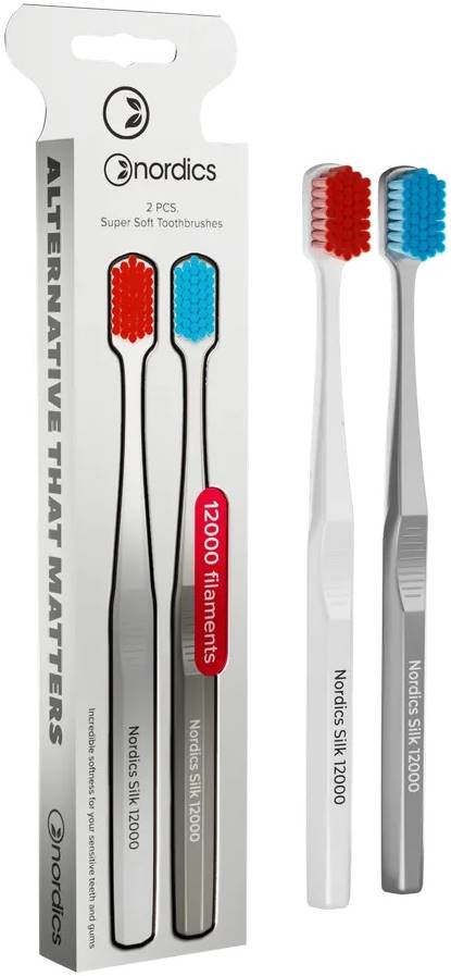 Pachet 2 periute dinti adulti PREMIUM, 12000 filamente, super moale, alb/argintiu, Nordics - imagine 4