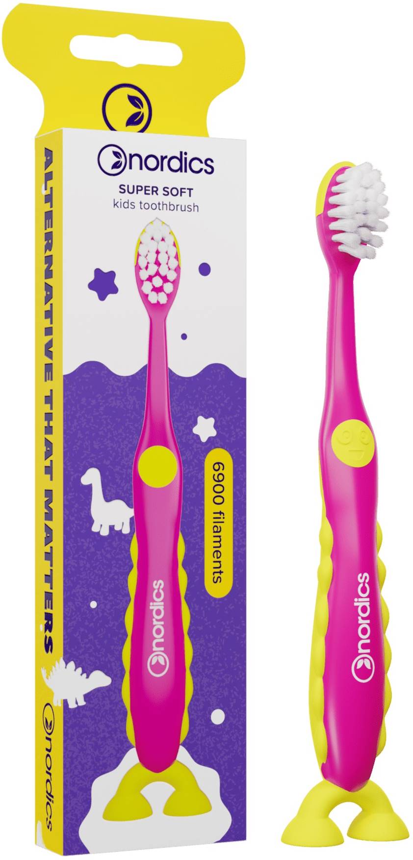 Nordics Periuță de dinți premium pentru copii Dino 6900, Soft, mov