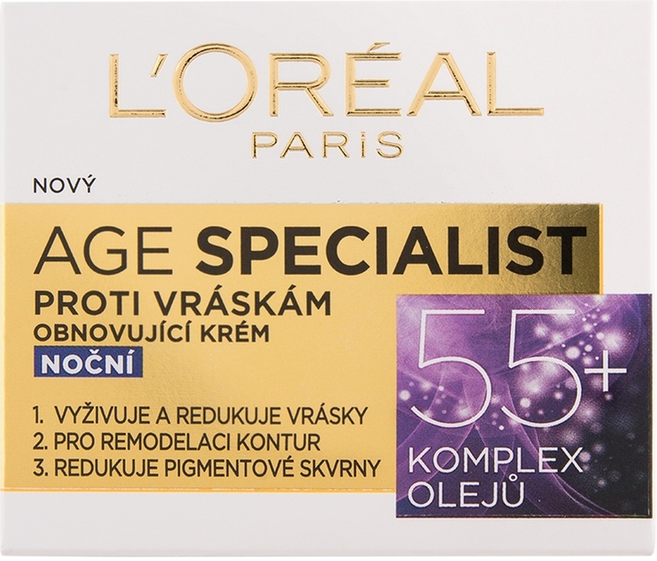 L'Oréal Age Specialist Crema de față de noapte, 55 +, 50 ml