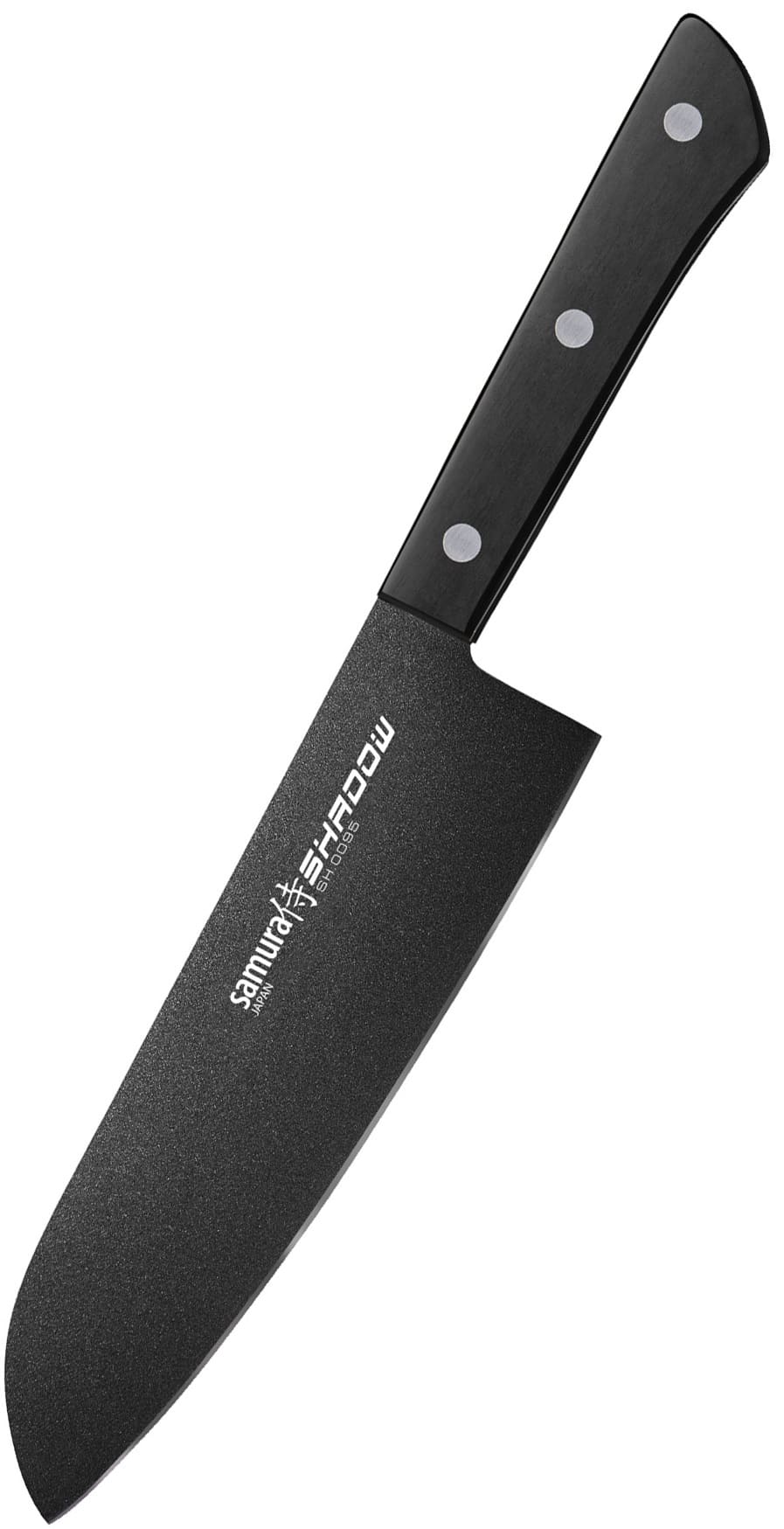 Cuțit Santoku Samura - Shadow, 17.5 cm, acoperire neaderentă neagră