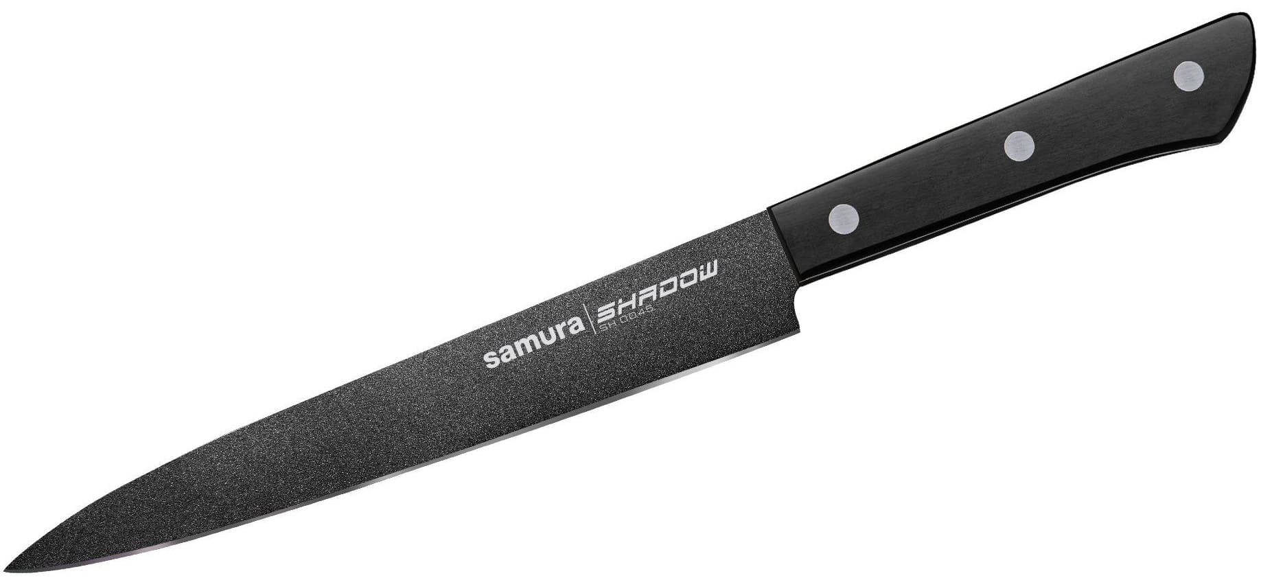 Cuțit pentru feliat felii Samura - Shadow, 19.6 cm, acoperire neaderentă neagră