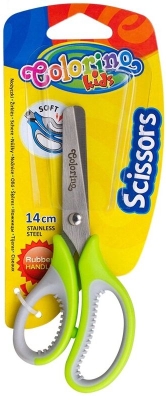 Foarfeca, maner din cauciuc Colorino Kids - 14 cm, sortiment