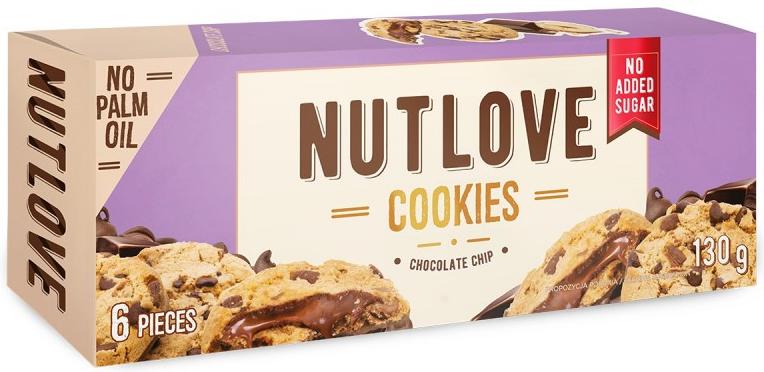 Nutlove Cookies, fursec cu bucăți de ciocolată, 130 g, AllNutrition