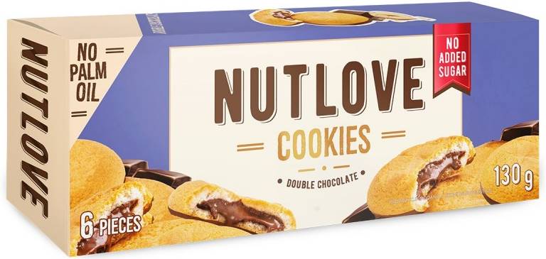 Nutlove Cookies, ciocolată dublă, 130 g, AllNutrition