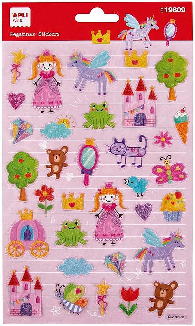 Stickere volumetrice Apli - Desenul unei prințese, 33 buc