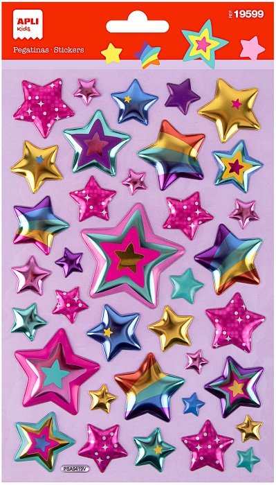 Stickere volumetrice Apli Kids - Stele, 37 buc.