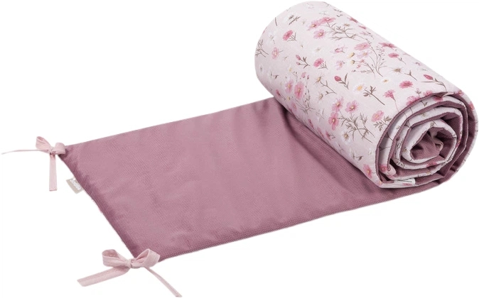 Apărătoare pentru pat Sensillo - Flori roz, cu două fețe, 180 x 30 cm