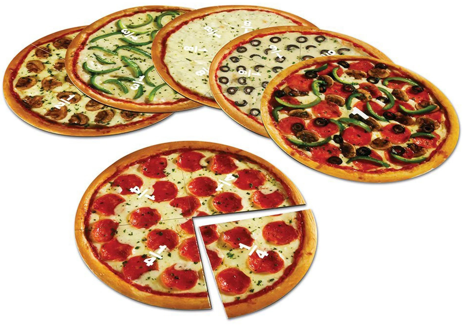 Trusă educațională  Learning Resources - Pizza magnetice cu fracții pentru aritmetică, 6 buc