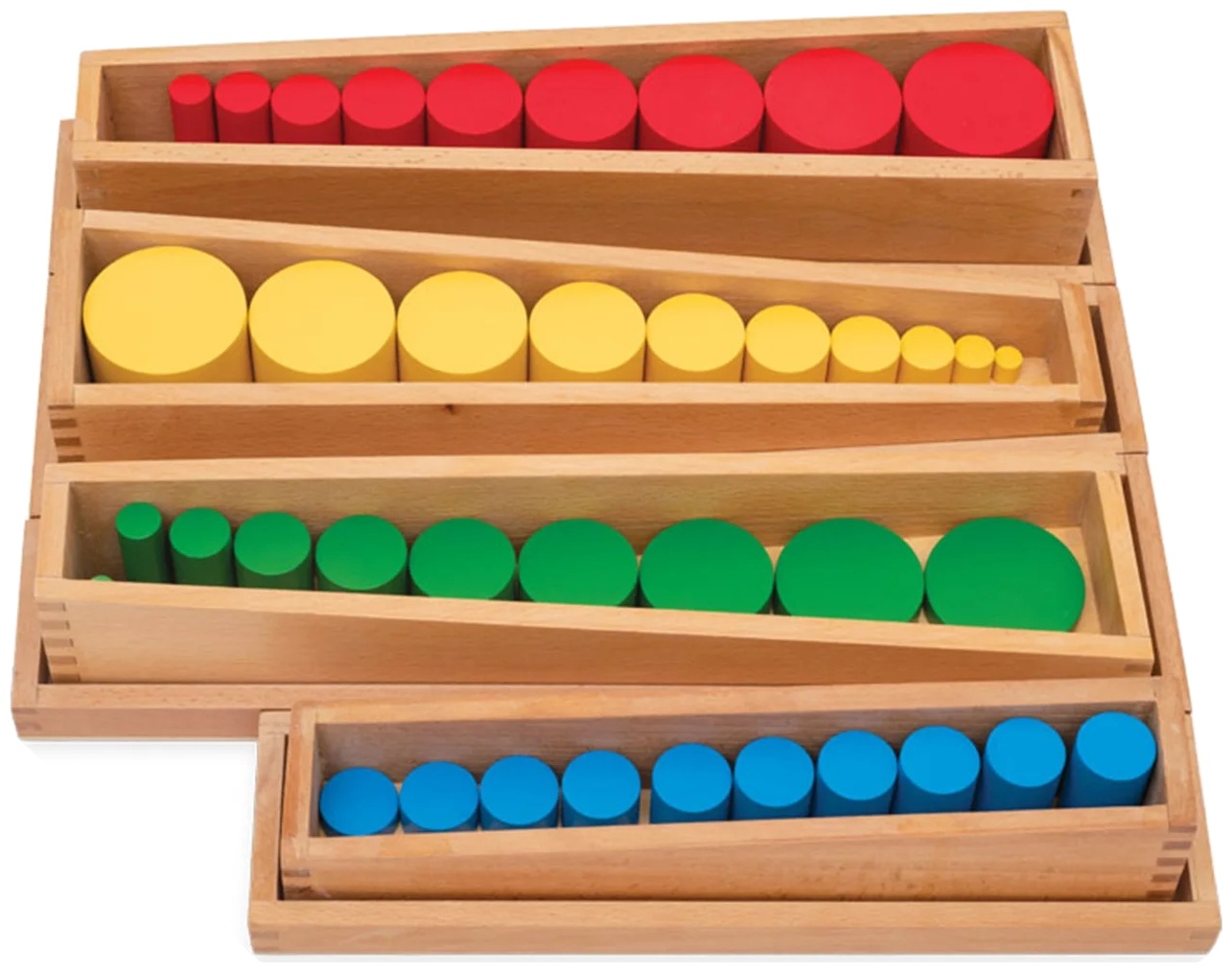 Kit educațional  Nowa Szkola Montessori - cutii cilindrice din lemn, 40 piese