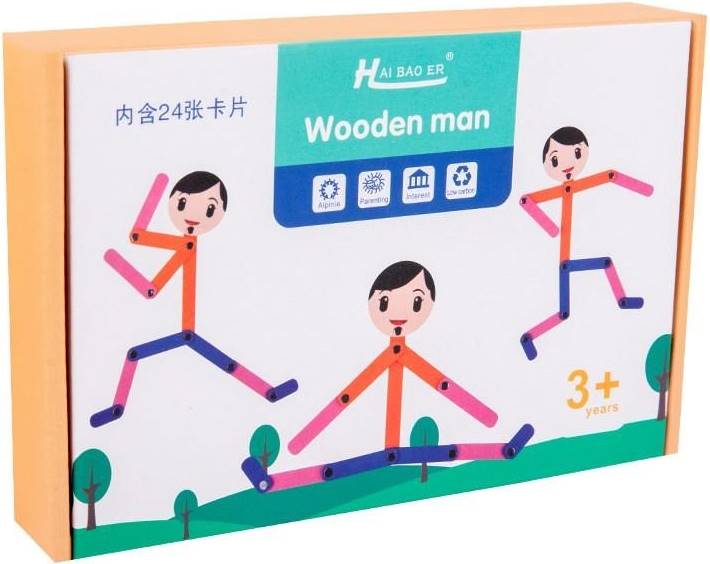 Set educațional Smart Baby - Om de lemn, portocaliu
