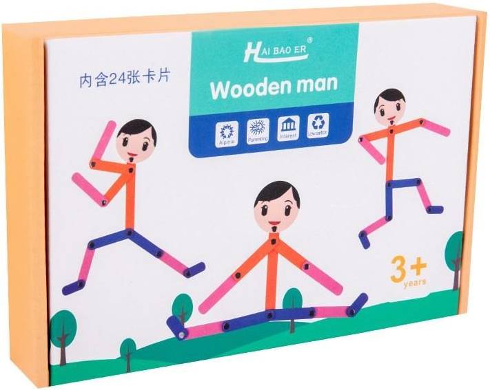 Set educațional Smart Baby - Om de lemn, albastru