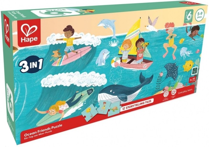 Puzzle 3 in 1. Prietenii oceanului + 12 piese storytelling - imagine 2