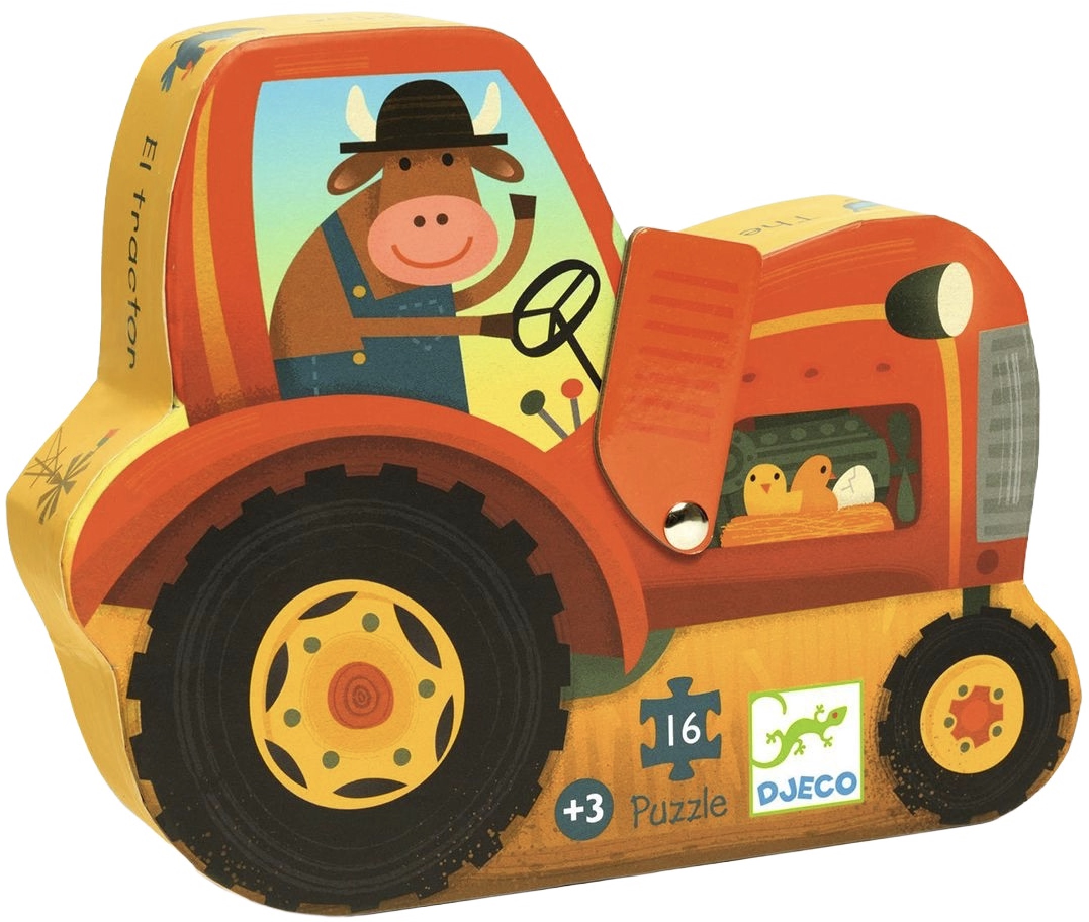Puzzle educațional Djeco - Tractor, 16 piese