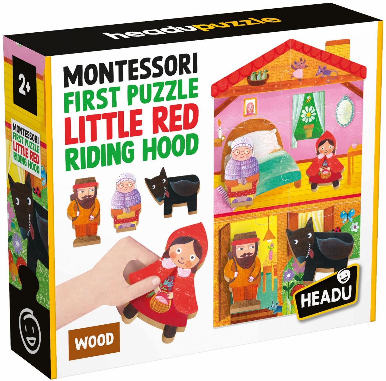 Puzzle educațional Headu Montessori - First Puzzle, Scufița roșie, 10 piese