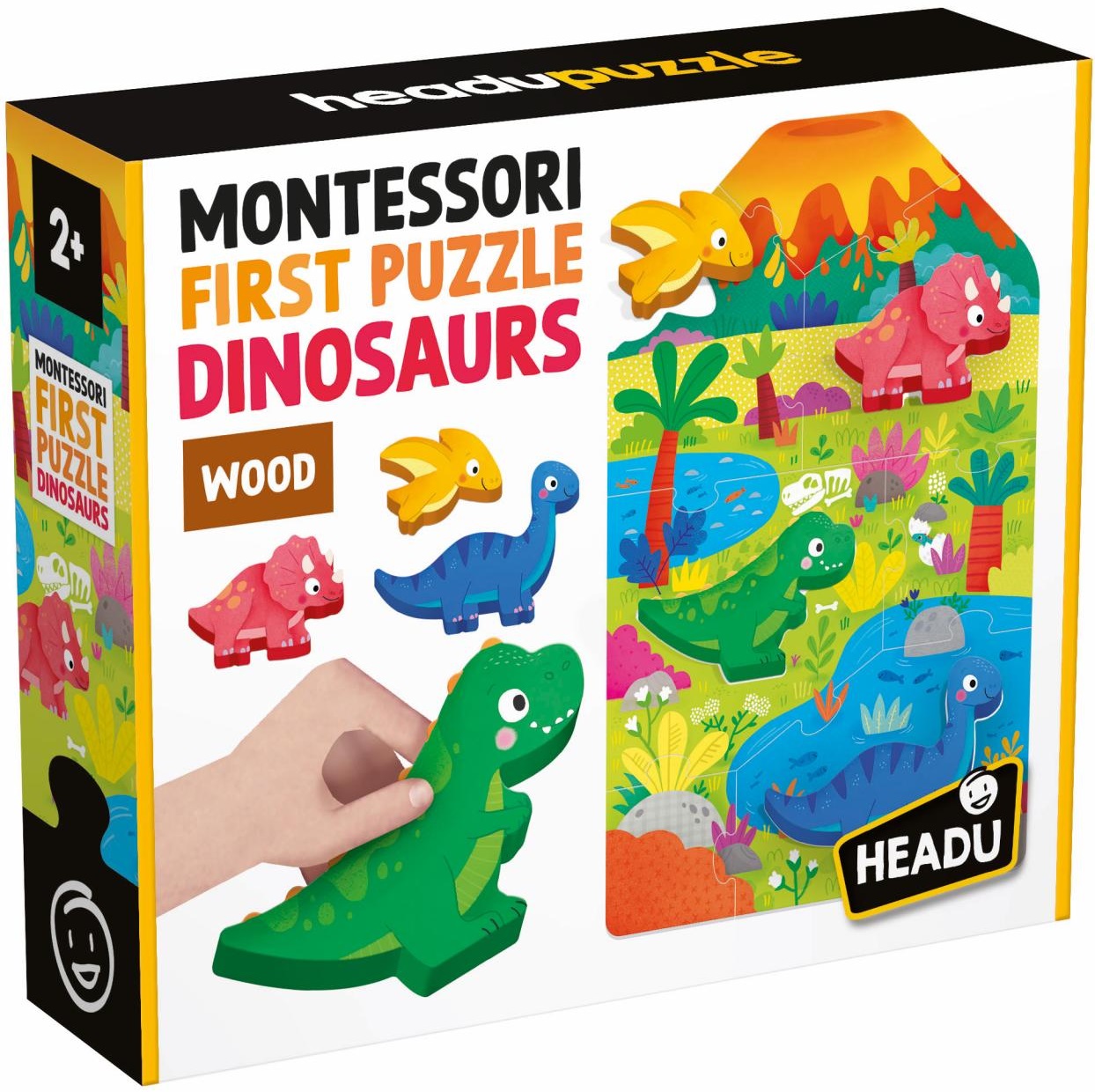 Puzzle educațional Headu Montessori - First Puzzle, dinozauri, 11 piese