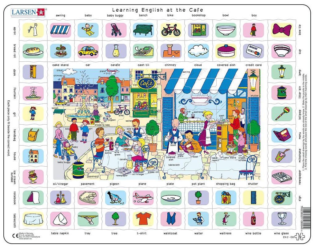 Puzzle educațional Larsen din 70 piese - Cafenea