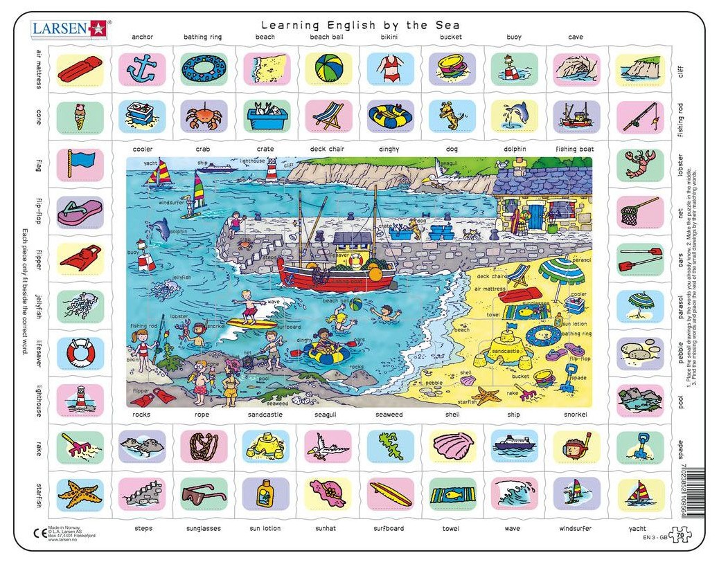 Puzzle educațional Larsen din 70 piese - Pe malul mării