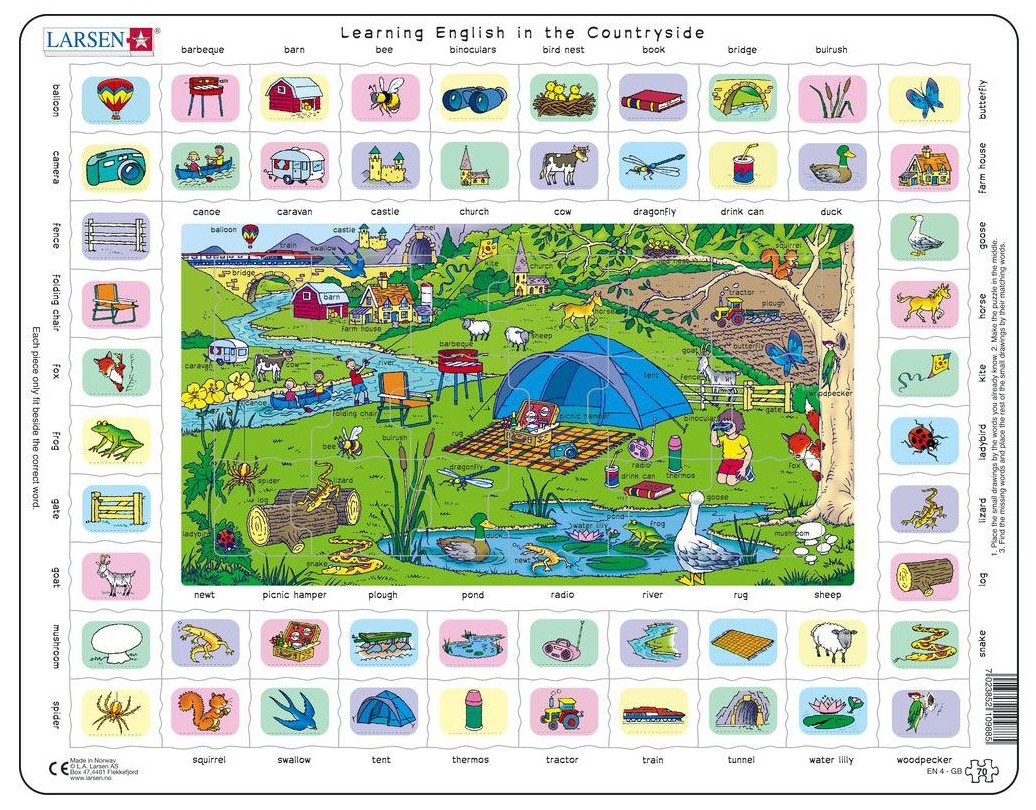 Puzzle educațional Larsen din 70 piese - În sat
