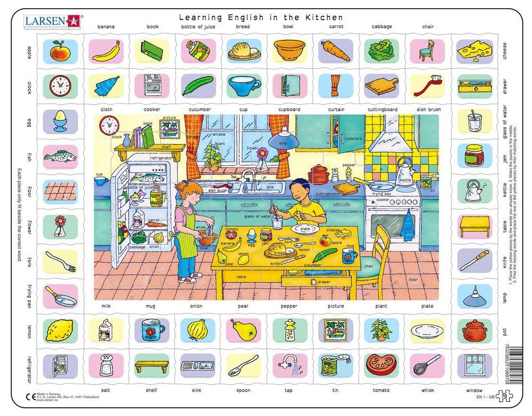 Puzzle educațional Larsen din 70 piese - În bucătărie