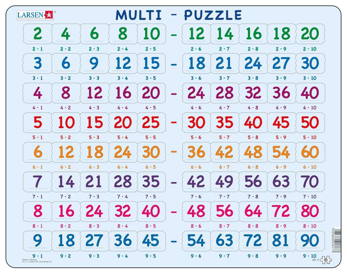 Puzzle educațional Larsen din 80 piese - Multiplicare