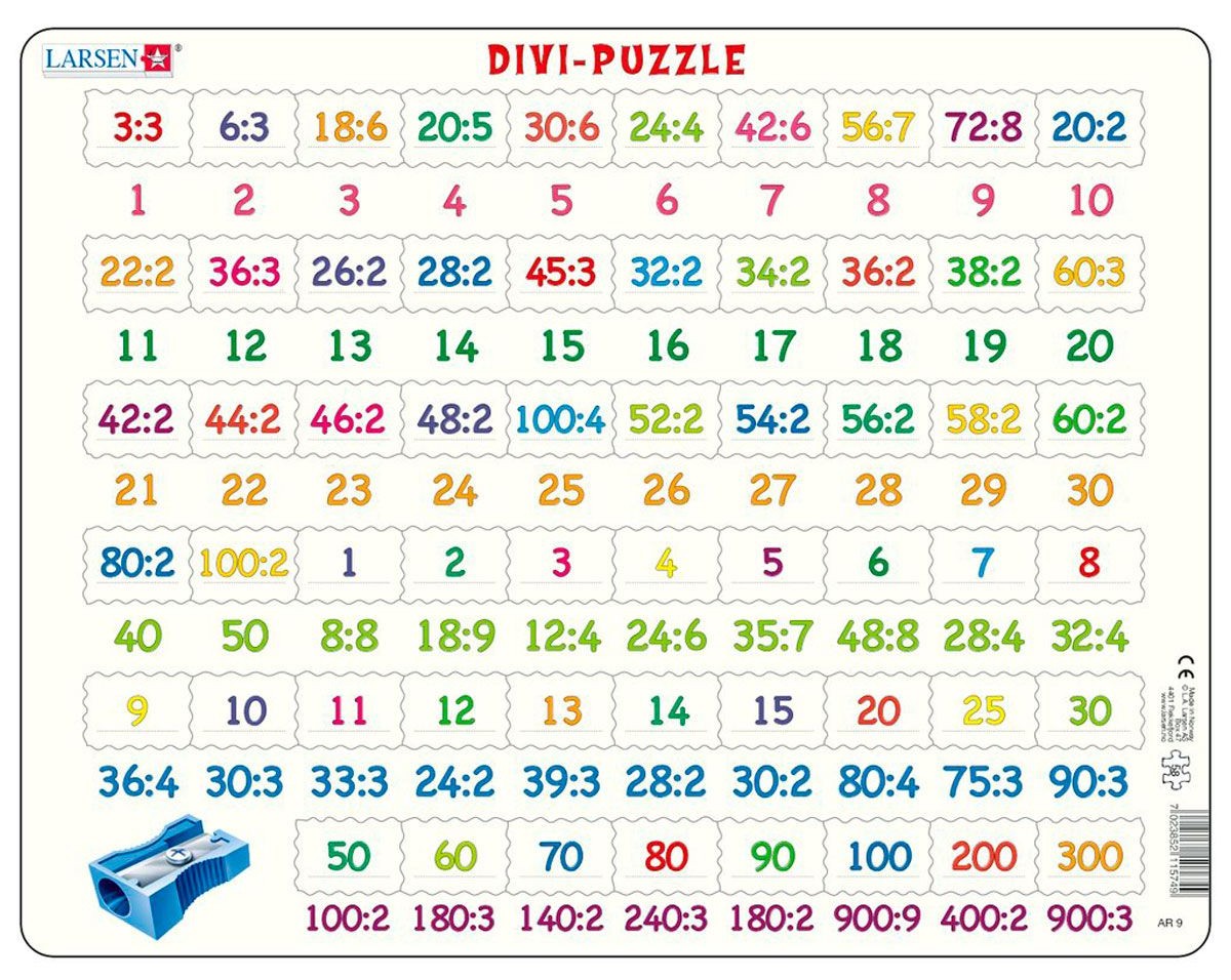 Puzzle educațional Larsen din 81 piese - împărțire