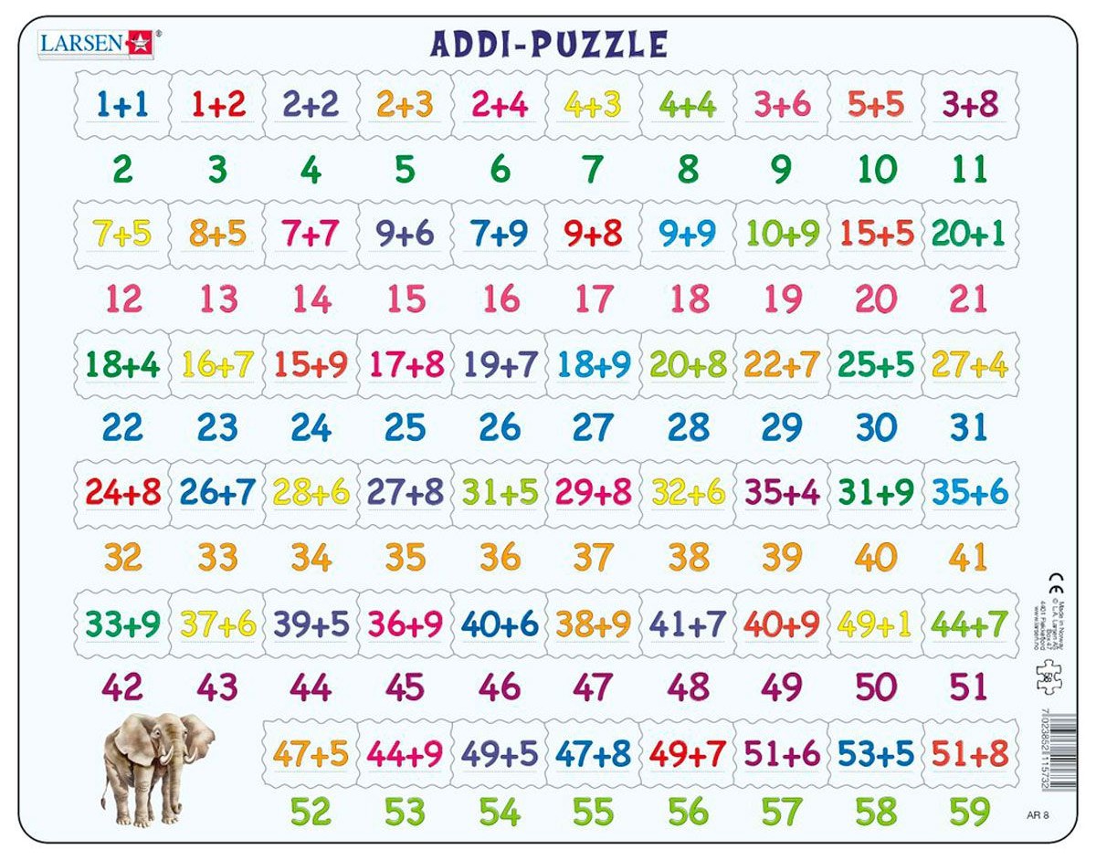 Puzzle educațional Larsen din 58 piese - Adunare