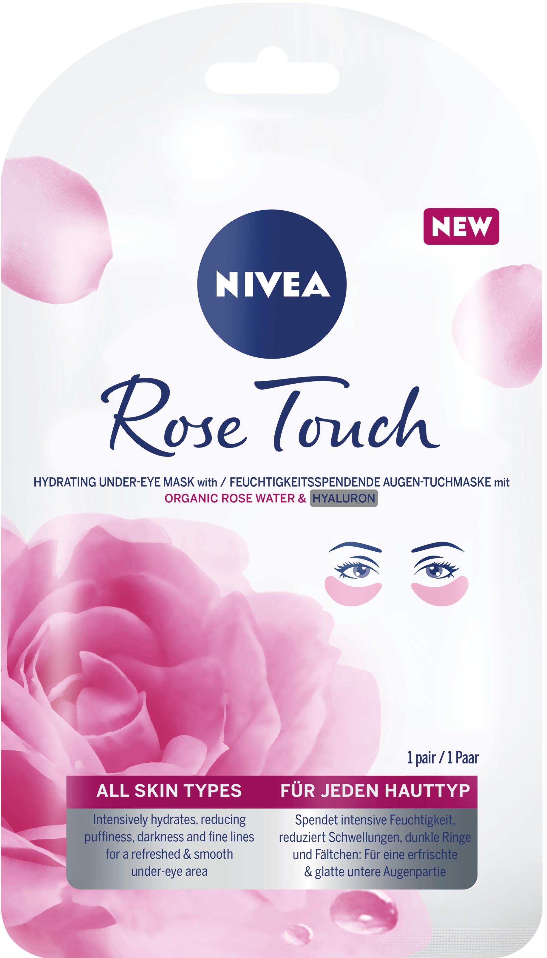 Nivea Rose Touch Mască pentru ochi, 1 buc