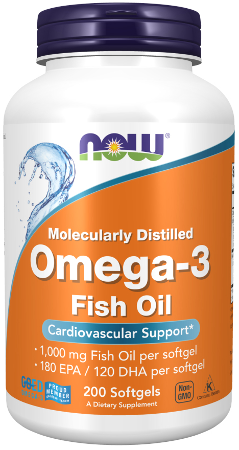 Omega-3 Molecularly Distilled, 200 capsule, Now