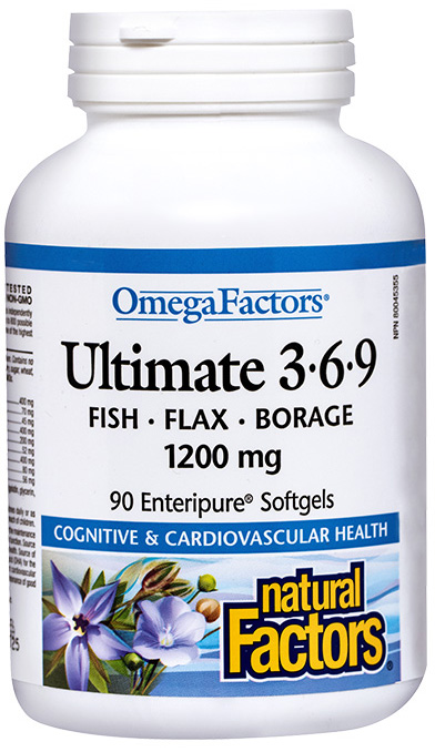 Omega Factors Ultimate 3-6-9, 1200 mg, 90 capsule, Natural Factors