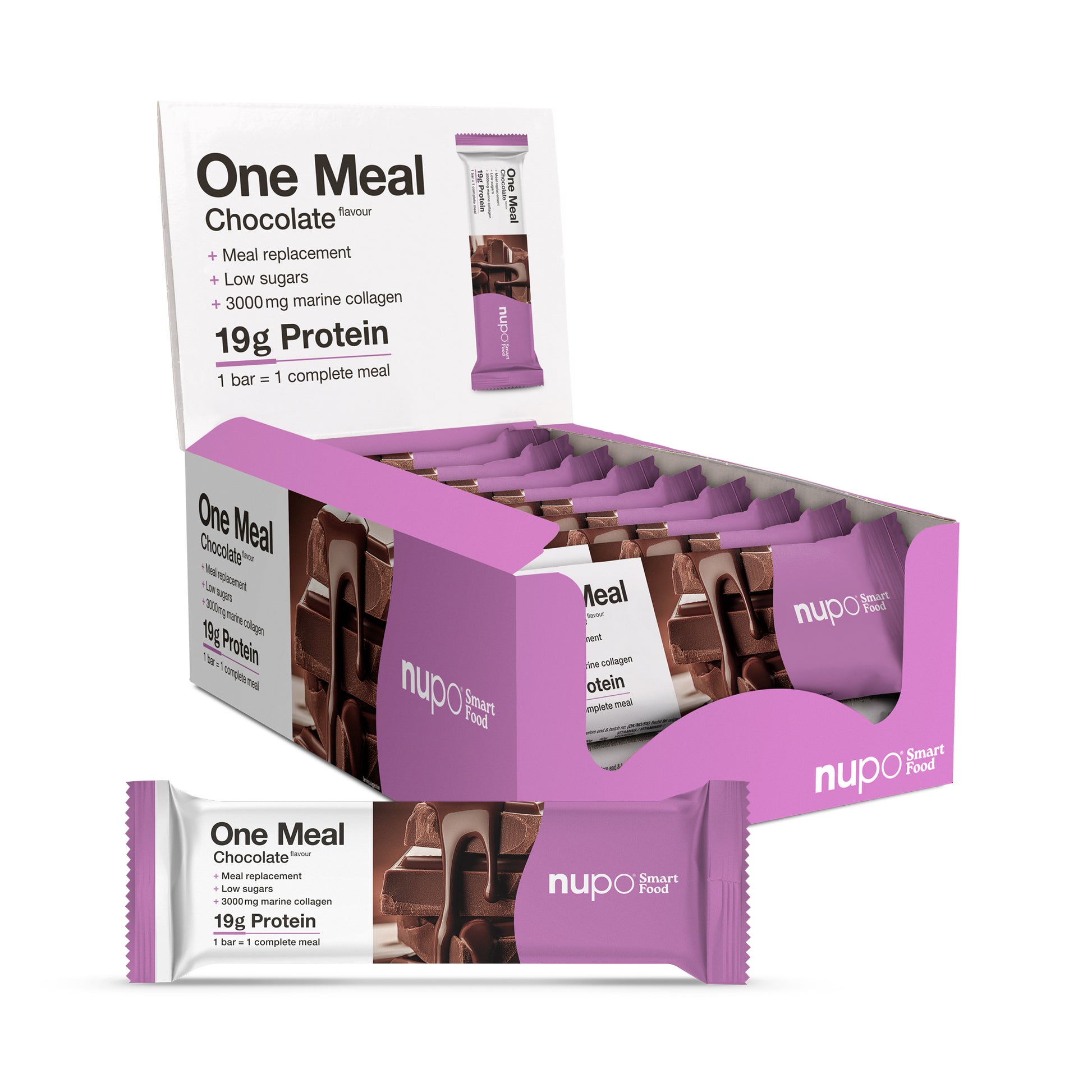 One Meal Baton proteic, ciocolată, 15 x 60 g, Nupo