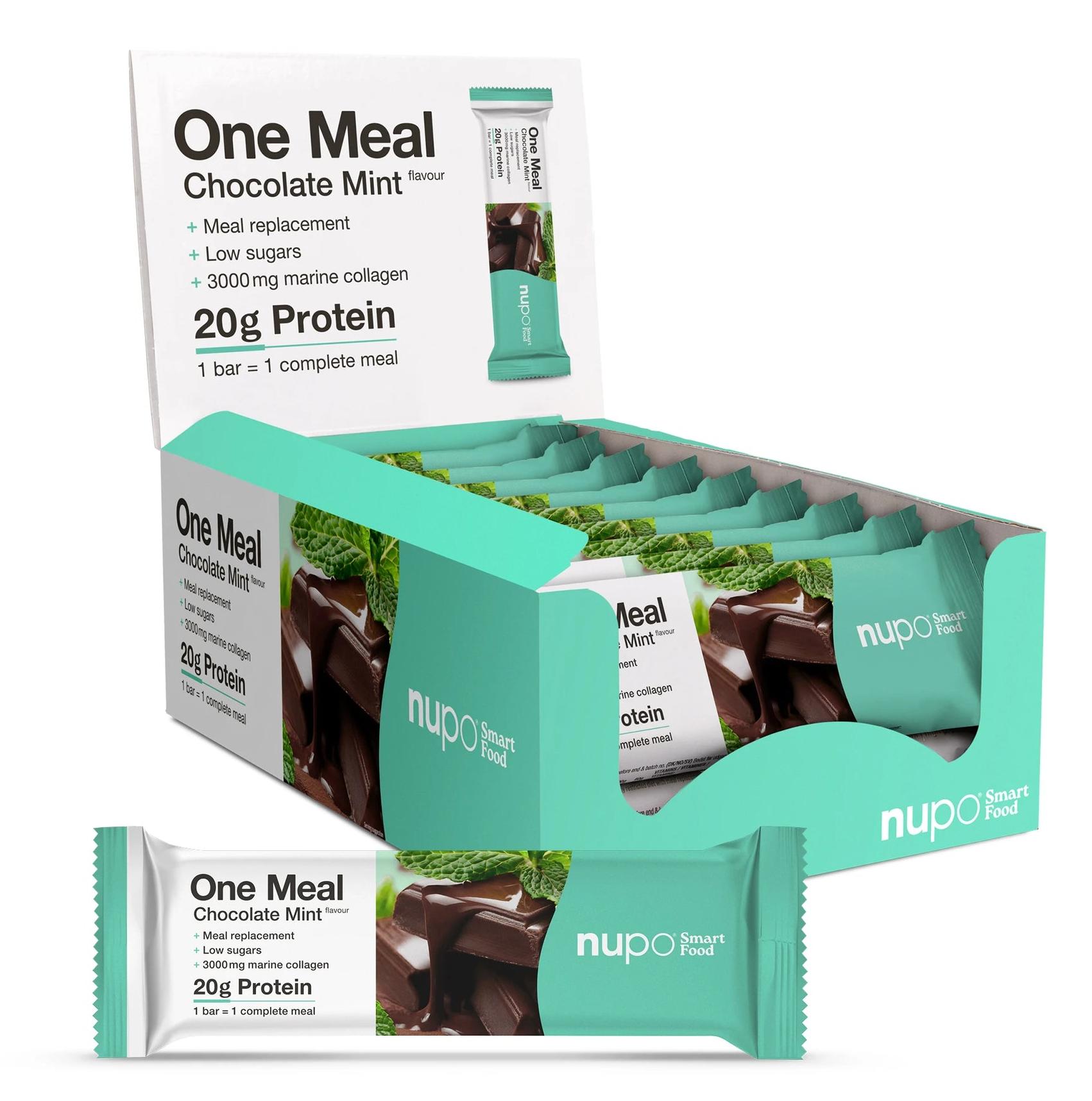 One Meal Baton proteic, ciocolată și mentă, 15 x 60 g, Nupo