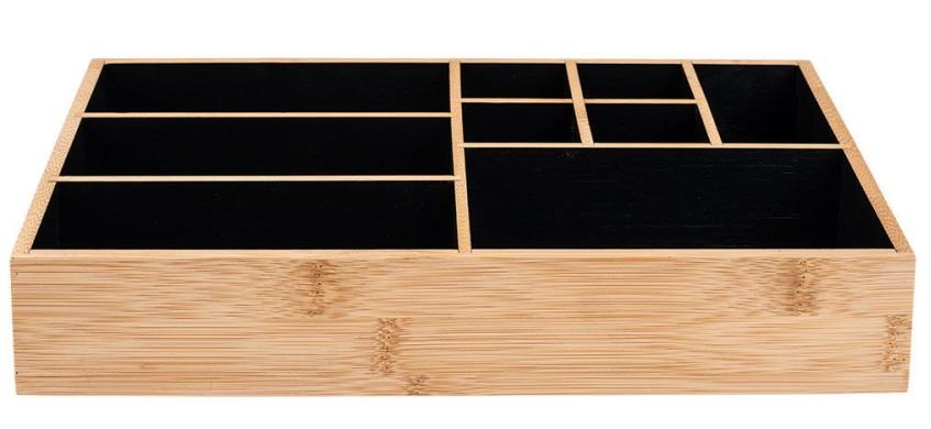 Organizator Estia - Bamboo Essentials, 9 compartimente, negru