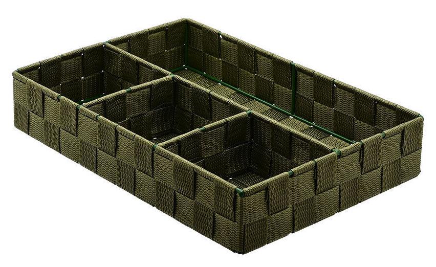 Organizator Estia - Olive, 4 compartimente, 33 x 23 x 6 cm, verde
