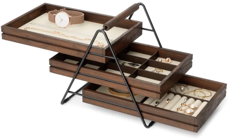 Organizator pentru bijuterii și accesorii Umbra - Terrace, negru-nuc
