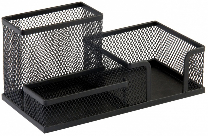 Organizator pentru birou Deli Quali Metal - E9175, cu 3 compartimente, negru
