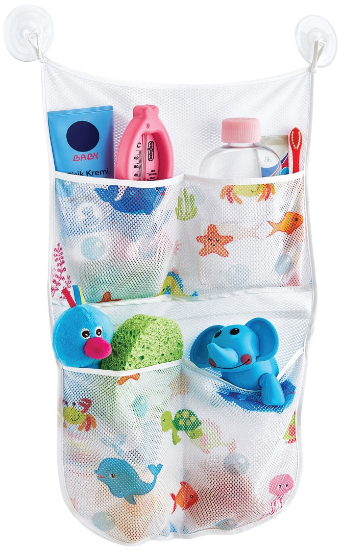 Organizator pentru jucării de baie BabyJem - Alb, 27 x 43 cm
