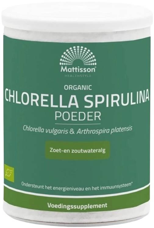 Mattisson Healthstyle Pudră organică de Chlorella Spirulina, 125 g