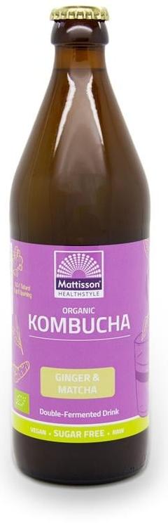 Organic Kombucha, Ginger &amp; Matcha, 500 ml, Mattisson Healthstyle