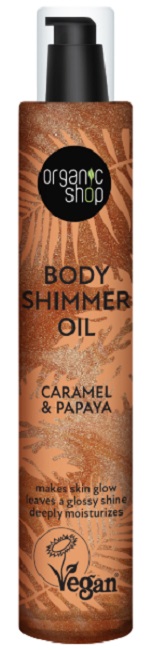 Organic Shop Ulei de corp strălucitor Caramel &amp; Papaya, 100 ml
