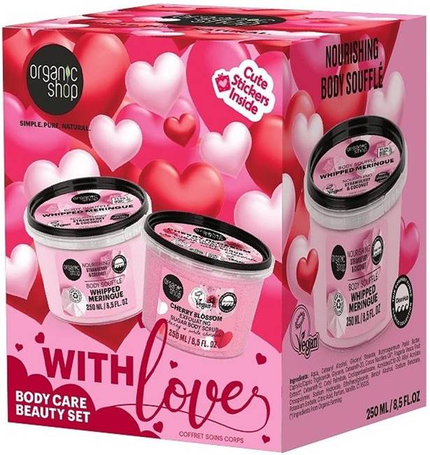 Organic Shop Set With Love - Exfoliant corporal și sufleu, 2 х 250 ml