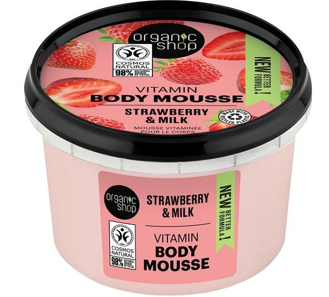 Organic Shop Spumă de corp Strawberry & Milk, 250 ml