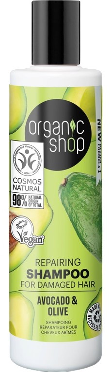 Organic Shop Șampon reparator pentru păr deteriorat cu avocado și măsline, 280 ml