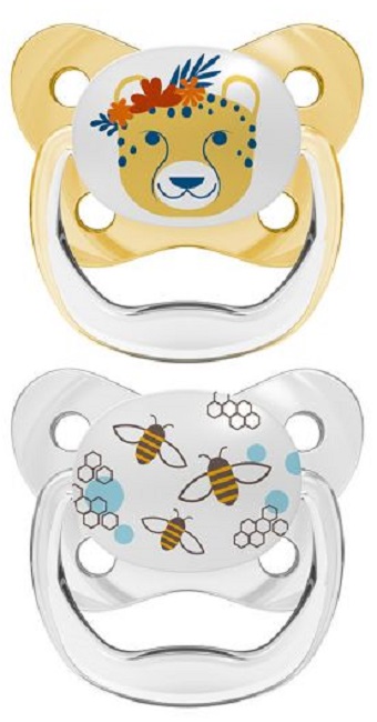 Suzetă ortodontică Dr. Brown's - PreVent, 6-18 luni, set de 2 bucăți, galbenă
