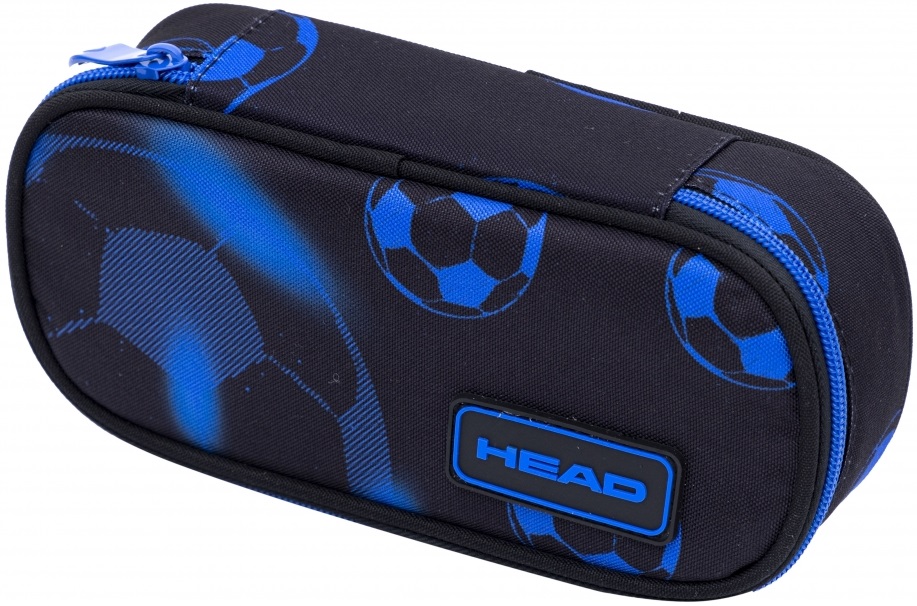 Penar școlar oval Astra Head - Fotbal albastru neon, 1 fermoar