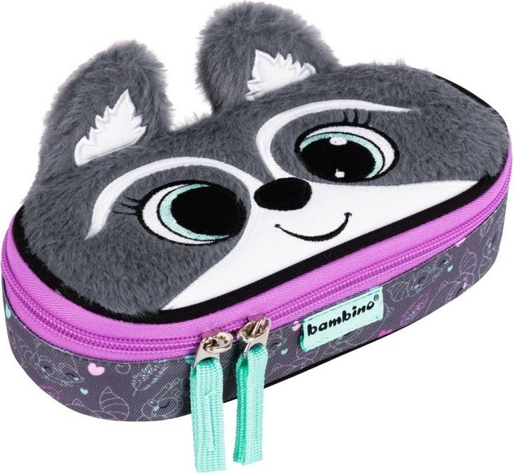 Penar școlar oval  Bambino Premium Racoon - Cu 1 fermoar