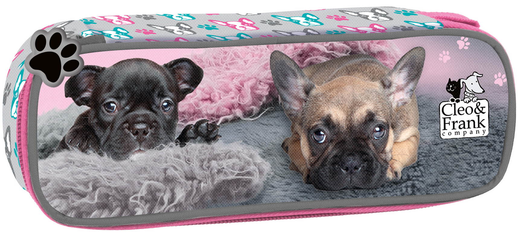 Penar școlar oval Derform Cleo & Frank - Puppies, cu un fermoar