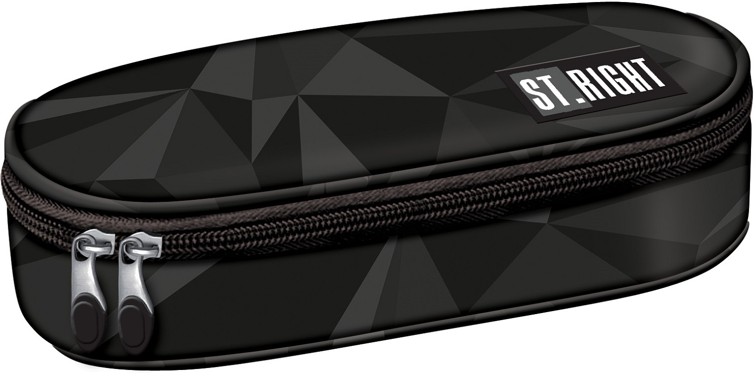 Penar oval pentru școală St. Right Geometric Grey -Cu 1 fermoar